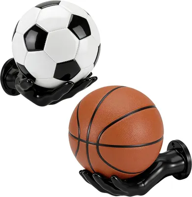 Obrázek produktu pro Sada držáků na hole, tvar ruky, 2 kusy, černá barva, pro basketbalové a sportovní míče