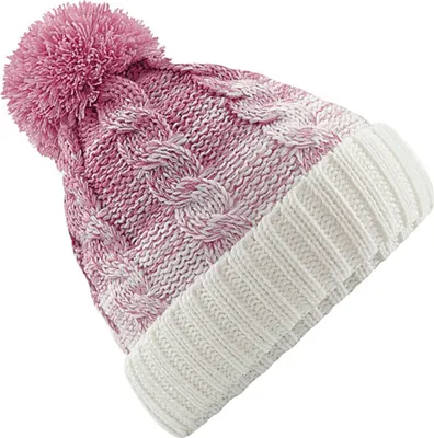 Produktbild von Strickmütze Herren Grobstrick Pudelmütze zweifarbig Ombré Bommelmütze Winter-Mütze Neverless® rosa unisize