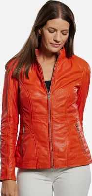 Produktbild von Jilani - Damen Lederjacke Lammnappa orange-rot : 40