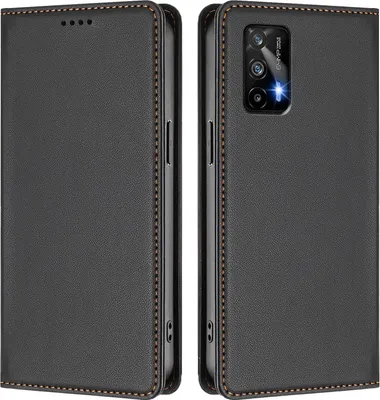 Produktbild von Handyhülle für Realme GT 5G/Realme GT Neo, Kunstleder Klapphülle Stoßfeste Magnetische Hülle mit Ständer Schwarz