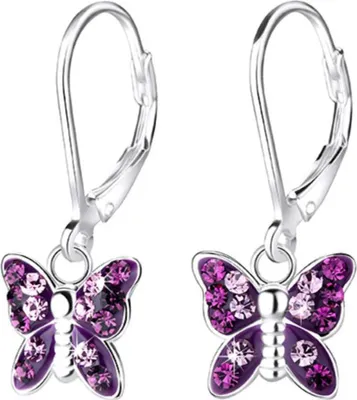 Produktbild von Schmetterling Ohrringe Silber 925: Kristall Kinderohrringe