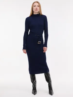 Produktbild von Orsay Dunkelblaues Damen-Midikleid mit Gürtel XL