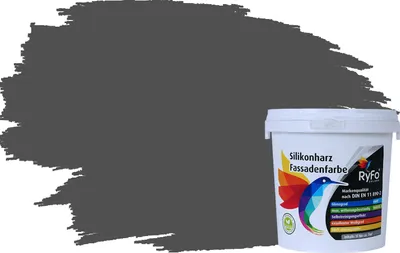 Produktbild von RyFo Colors Silikonharz Fassadenfarbe Lotuseffekt Trend Diamantgrau 1l - bunte Fassadenfarbe, weitere Grau Farbtöne und Größen erhältlich, Deckkraft Klasse 1