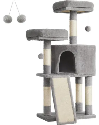 Immagine prodotto di Tiragraffi per gatti a torre con cuccia e amaca grigio chiaro
