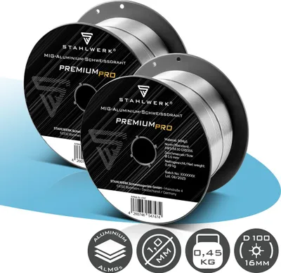 Produktbild von STAHLWERK 2 x Schweißdraht MIG MAG Aluminium ER5356 AlMg5 1,0 mm 0,45 kg Rolle