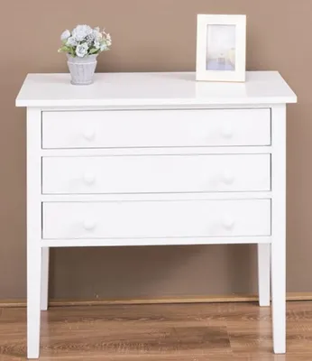 Obrázok produktu pre Casa Padrino komoda z masívneho dreva vo vidieckom štýle s 3 zásuvkami biela 80 x 41 x v. 75 cm - Nábytok vo vidieckom štýle