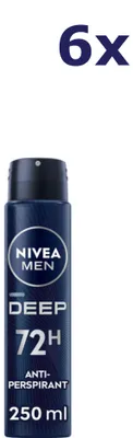 Produktbild von 6x Nivea Deodorant-Spray 250 ml für Männer – Deep Dry & Clean Feel