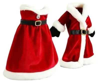 Produktbild von Set mit 2 weichen Stoff-Weihnachtsweinflaschenhüllen zur festlichen Tischdekoration