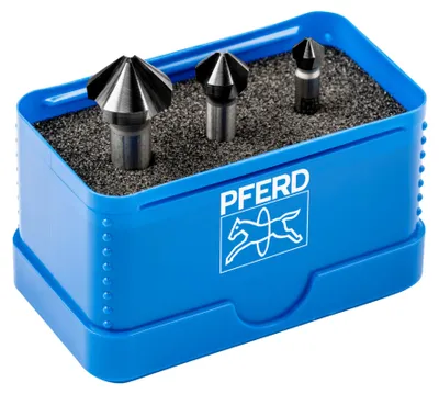 Obrázok produktu pre PFERD SET KES HSS DIN 335 C90° 3 HC-FEP, Oceľ, neželezitý kov, Bronzová, Nerezová oceľ, Hliník, High-Speed Steel (HSS)