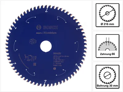 Zdjęcie produktu dla Tarcza pilarska do pilarek akumulatorowych Expert do aluminium, 216 x 2/1,4 x 30, 66 zębów