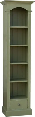 Produktbild von Casa Padrino Landhausstil Regalschrank Antik Grün 50 x 33 x H. 190 cm - Massivholz Schrank mit 4 Regalen und Schublade - Landhausstil Möbel