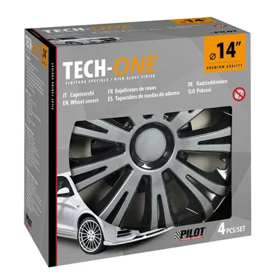 Produktbild von 14" Zoll Radkappen Silber Schwarz Radzierblenden Radblenden 31616 PILOT