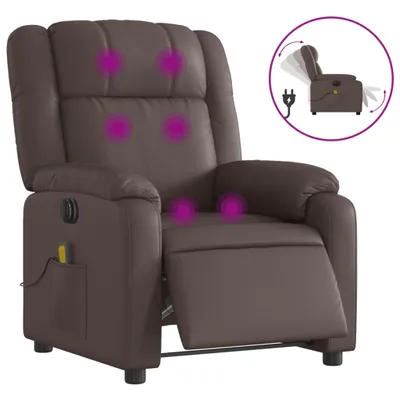Image de vidaXL Fauteuil de massage électrique brun similicuir