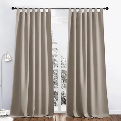 Obrázek produktu pro Zatemňovací závěsy, barva písku, sada 2 kusů, rozměry 140 x 245 cm, s poutky
