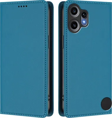 Image de Etui en cuir pour Nothing CMF Phone 2 Pro, étui magnétique en cuirPolyuréthaneavec support Lake blue