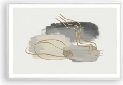 Produktbild von Gerahmtes Poster - Weißer Rahmen - Abstraktion Stück Gold - 91,5x61 cm - Wand Bild - Wanddeko - Wandbilder - Kunstposter - Wandposter - Bilderrahmen - Bilder - Kunstdruck - Wandbild - P2WAA91x61-4149