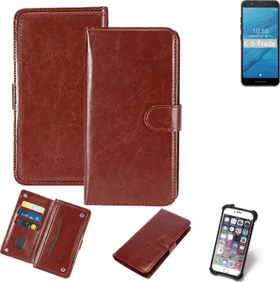 Produktbild von K-S-Trade 360° Hülle kompatibel mit Fairphone Fairphone 3 braun Kunstleder Case BookCase WalletCase Kunstlederederhülle Handyhülle, Rundumschutz