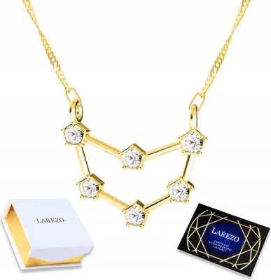 Productafbeelding van Gouden ketting met het sterrenbeeld Steenbok en zirkonia, zilver 925