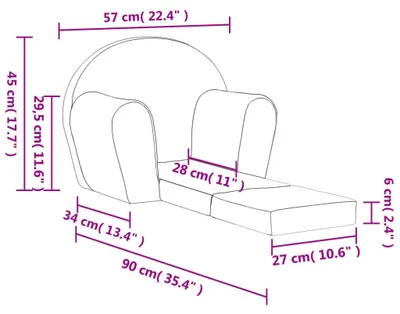 Imagen del producto de Sofá cama para niños, color gris antracita, suave y de felpa