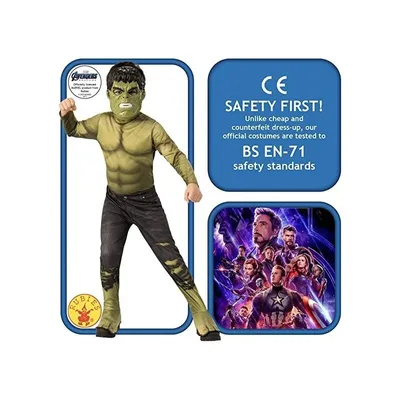Produktbild von Rubies - Offizielles Avengers Hulk Kostüm, groß, 8-10 Jahre alt, Höhe 147 cm RUBIES
