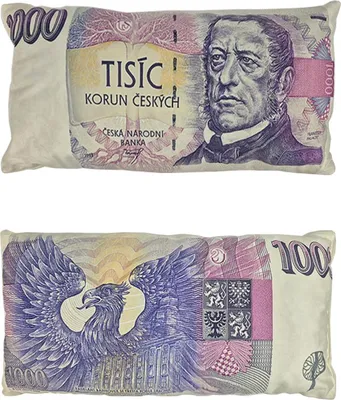 Obrázek produktu pro Dekorační polštář bankovka 1000kč 28x53cm