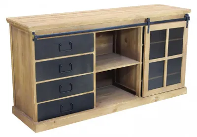 Immagine prodotto di Mobile basso in legno con ripiani e cassetti 147x42xH75 cm Cordell