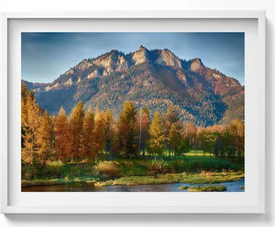 Produktbild von Gipfel der Drei Kronen Berge– Wandbild mit Rahmen – Gerahmtes Bild  – Wanddekoration – 80x60 cm –  Weiß Rahmen