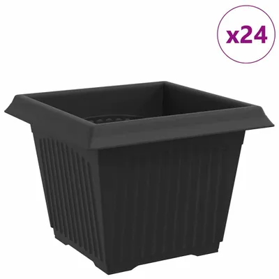 Image de Pot de Fleurs Carré 24 pcs Noir 23 x 23 x 17,5 cm Plastique