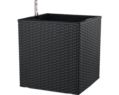 Obrázek produktu pro Samozavlažovací květináč umělý ratan Lafiora 36 x 36 cm antracit