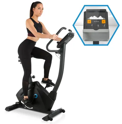 Produktbild von Capital Sports Evo Heimtrainer Fahrrad - Bluetooth Hometrainer, Ergometer mit magnetischem Bremssystem, 32 Stufen, App-Integration, Tablet-Halterung, Pulssensor, Stil: Track, schwarz