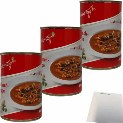 Produktbild von Jeden Tag Gulaschsuppe mit Rindfleisch 3er Pack (3x400ml Dose) + usy Block