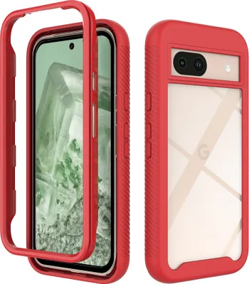 Image de Google Pixel 8A Case, Hybrid Transparent Back Cover, Rugged TPU Bumper, Shockproof Case pour Google Pixel 8A Rouge
