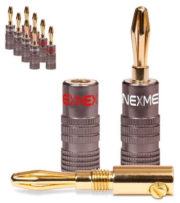 Produktbild von 10x Bananenstecker NEXMEX 24K vergoldet High End Stecker Banana Kabel bis 6mm²