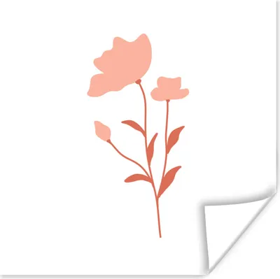 Produktbild von MuchoWow® Poster Illustration einer rosa Blume mit weißem Hintergrund 50x50 cm - Wohnzimmerdekoration