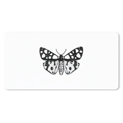 Produktbild von MuchoWow® Schreibtischunterlage Schmetterling - Vintage - Schwarz und weiß 80x40 cm - XXL Mauspad - Gaming Mauspad