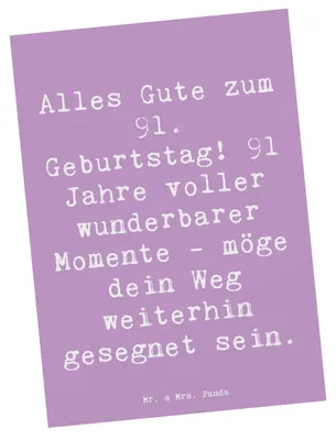 Produktbild von Mr. & Mrs. Panda Postkarte Spruch 91. Geburtstag Segen - Lavendeltraum - Geschenk, Happy Birthday, Fotokarte, Freude, Postkarten, Geburtstagsgeschenk, Respekt, Grußkarte