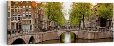 Produktbild von Bild auf Leinwand - Leinwandbild - Kanal Wasser Amsterdam Fahrrad - 140x50cm - Wand Bild - Wanddeko - Leinwanddruck - Bilder - Kunstdruck - Wanddekoration - Leinwand bilder - Wandkunst - AB140x50-2697