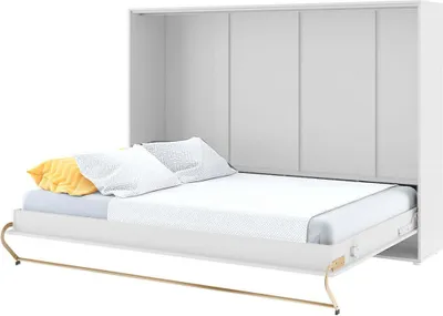 Produktbild von Furniture24 Schrankbett Concept PRO Horizontal, Wandklappbett, Bettschrank, Wandbett, Schrank mit integriertem Klappbett, Funktionsbett 140 x 200 cm, Weiß/Weiß Hochglanz, Horizontal