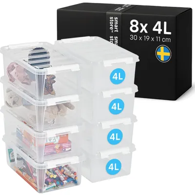 Produktbild von SmartStore Kleine Aufbewahrungsboxen aus Kunststoff, 4 l, mit Deckeln, 8 Stück,