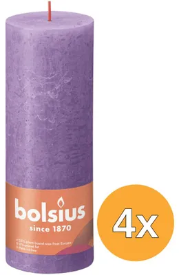 Productafbeelding van 4x Bolsius Rustiekkaars 190/68 Vibrant Violet (1 stuk)