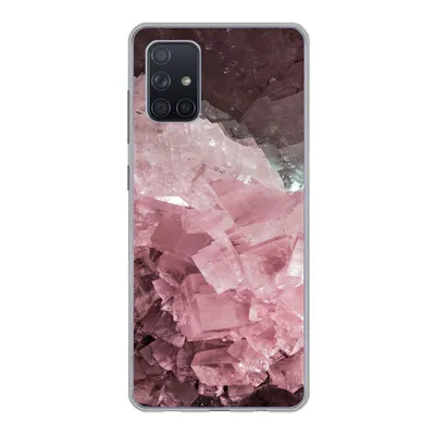 Produktbild von MuchoWow® Handyhülle Schutzhülle Hülle für Samsung Galaxy A51 Naturstein - Rosa - Kristall Silikon Softcase Handy Hülle - Schutzabdeckung