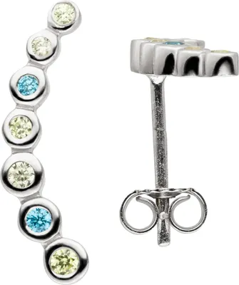 Produktbild von JOBO Ohrstecker 925 Sterling Silber 14 Zirkonia blau grün Ohrringe