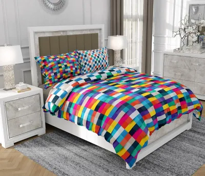 Produktbild von Bettwäsche 140x200 cm + 2x70x80 cm, 3-teilig, 100% Baumwolle, Satin, Reißverschluss, Bunt - SOVIO | So.9069