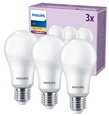 Zdjęcie produktu dla Philips Żarówka bańkowa 100 W A65 E27 x3, 13 W, 100 W, E27, 1521 lm, 15000 h, Ciepłe białe