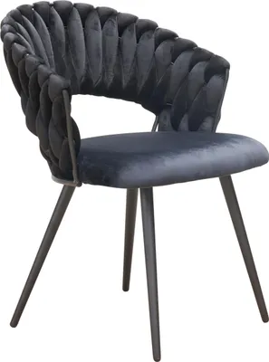 Produktbild von LC Home Esszimmerstuhl »Nancy« Flechtoptik Samt schwarz Armlehnstuhl Designerstuhl
