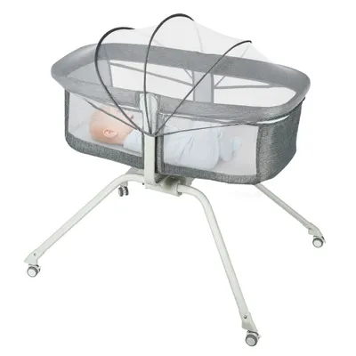 Produktbild von 2 in 1 Beistellbett Baby mit Matratze & Moskitonetz,Reisebett Babys,Kinderreisebett, Reisegitterbett,Co-Sleeper für Neugeborene Kleinkind 90x70x103cm