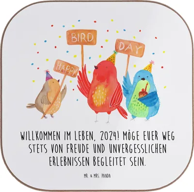 Produktbild von Mr. & Mrs. Panda Untersetzer für Gläser 2024 Geburtstag - Weiß - Geschenk, Holzuntersetzer, bieruntersetzer, Wünsche, Motivation, Glückwunsch, Coaster, gläseruntersetzer