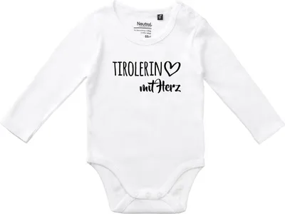 Produktbild von Huuraa Baby Body Tirolerin mit Herz 74 White  Baumwolle Fairtrade Langarmbody Geschenkidee