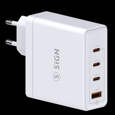 Produktbild von SiGN Schnellladegerät 140 W, 3x USB-C / 1x USB-A - Weiß
