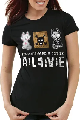 Produktbild von style3 8-Bit Schrödingers´s Katze Damen T-Shirt Vintage, Farbe:Schwarz, Größe:M